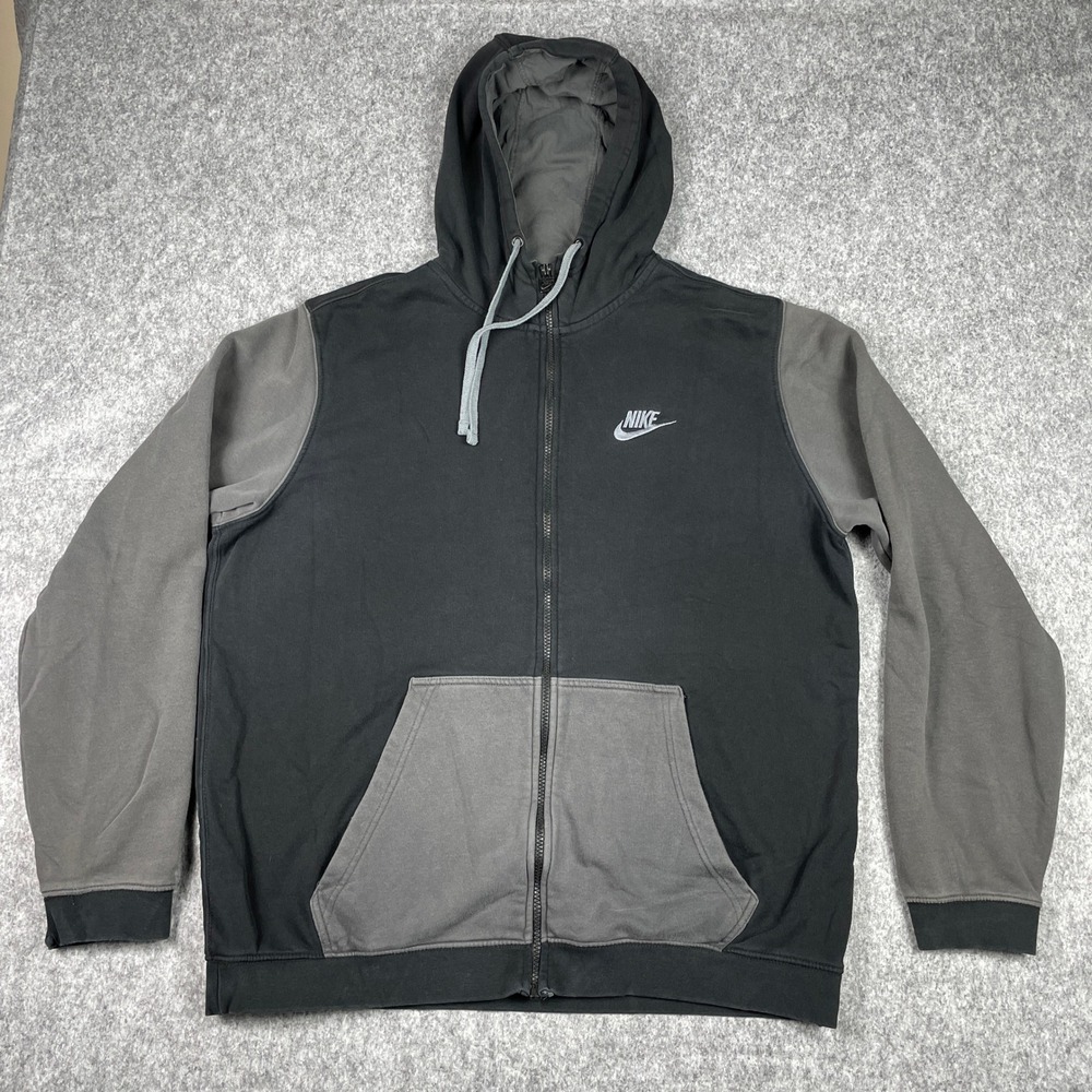 Nike Hoodie Mens XL Black Grey Sportswear Club Fleece Archive Full-Zip Jacket